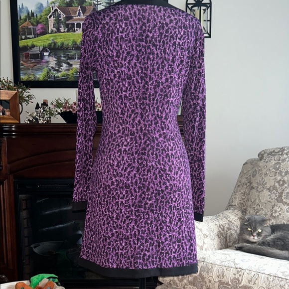 MICHAEL Michael Kors Black and Purple Patterned Long Sleeve Dress - Picture 4 of 6